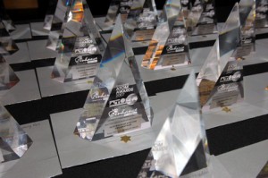 2007 ATOM Awards trophies. The 2008 trophies are the same, except for the year number.