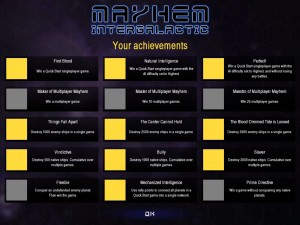 ...the Achievements screen, which lists all of the available achievements and indicates whether you've completed them or not.