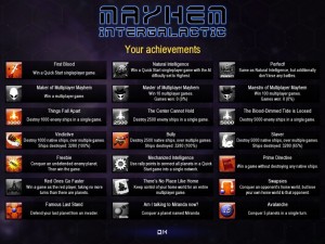 Screenshot of the achievements screen.